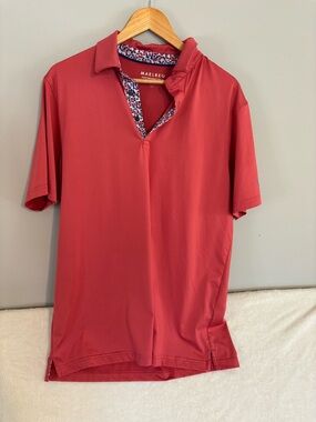 Maelreg patriotic themed Men's Short Sleeve Polo Brick Red preppy red Sz Large